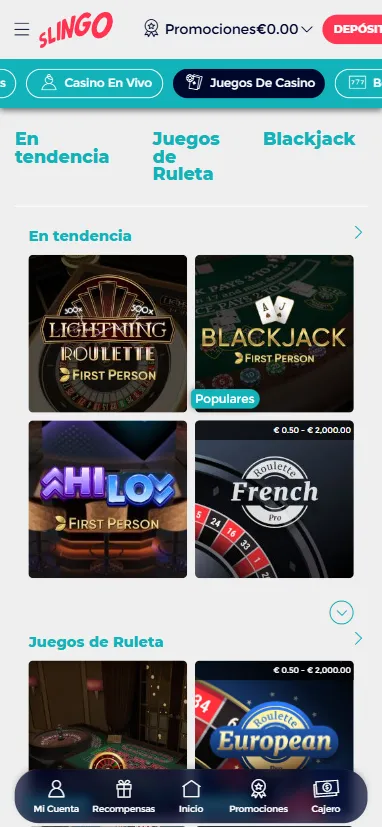 Podemos encontrar diferentes juegos de cartas, siendo el más común el blackjack.