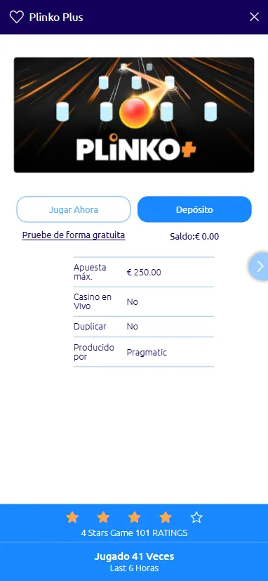 Los juegos ofrecen un resumen de sus valores clave al pulsar sobre cada uno.