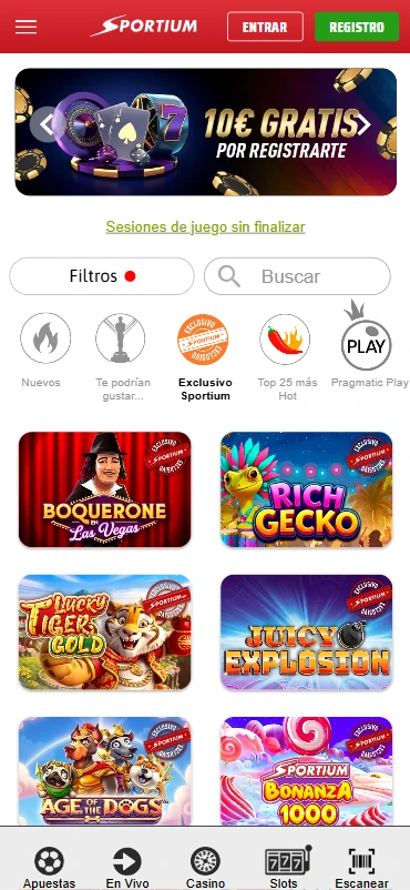 Tragperras Sportium casino