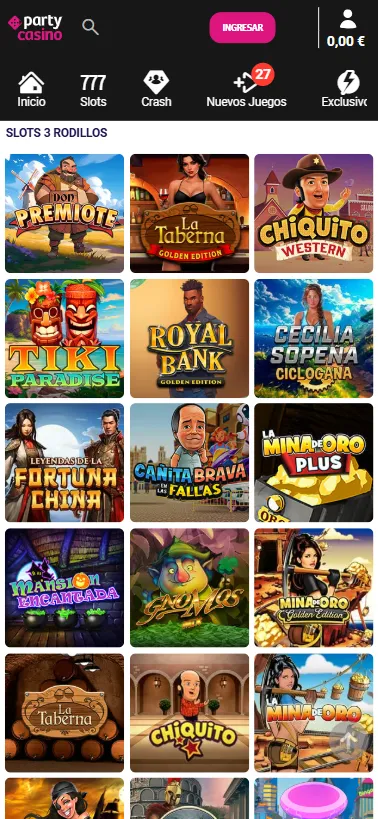 Podemos disfrutar de un extenso abanico de slots bar y juegos de tres rodillos.