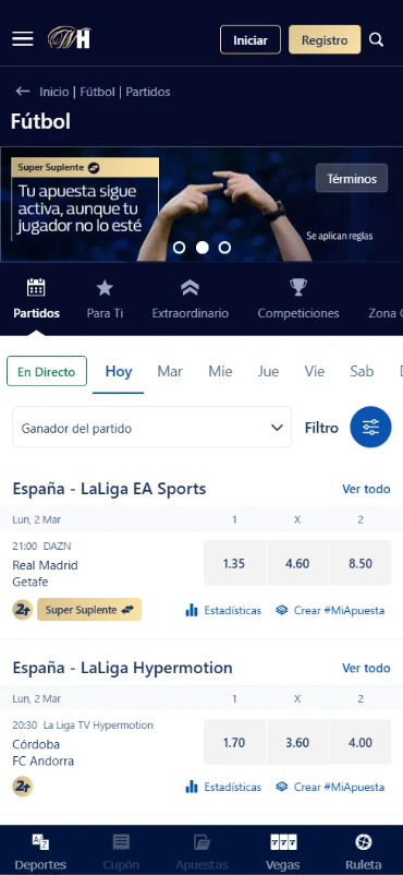 Apuestas fútbol William Hill