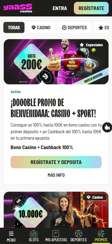 Oferta bienvenida yaass casino y apuestas