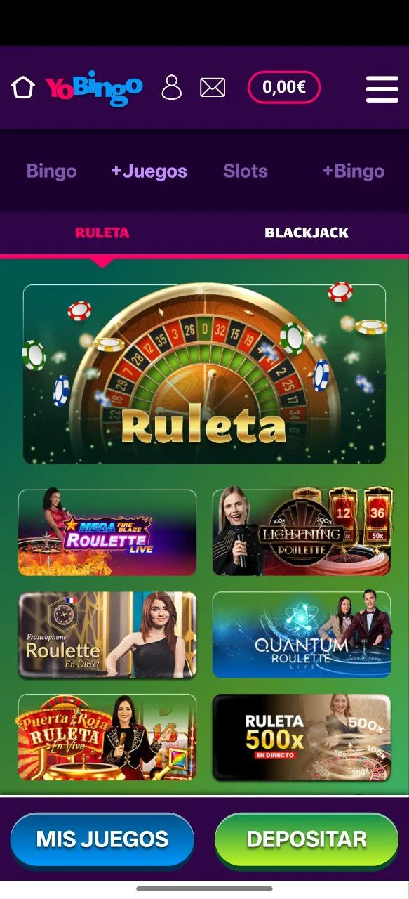 Tenemos cerca de 8 ruletas con crupier en vivo y 18 ruletas en total en YoBingo a marzo del 2026.