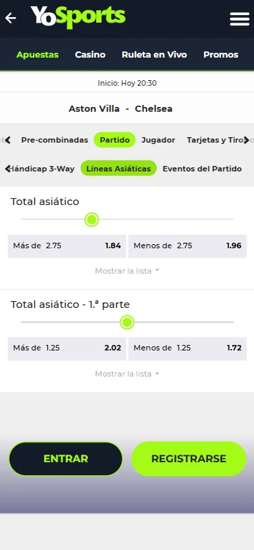 Total asiático YoSports