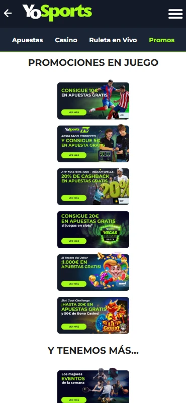 YoSports bonos y promociones