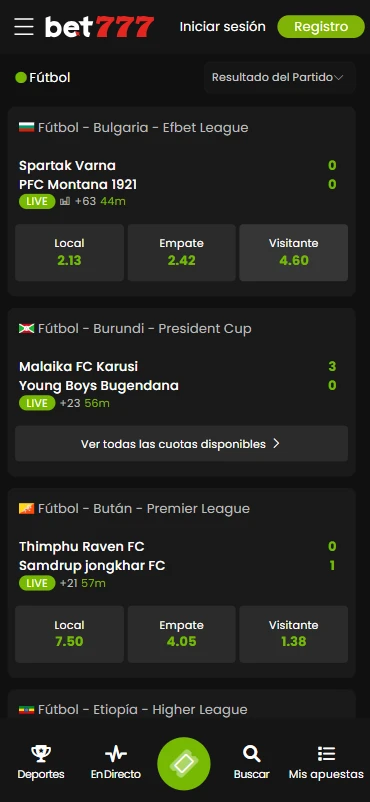 Apuestas en directo Bet777