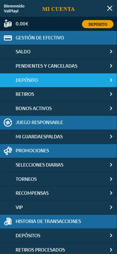 Desde nuestro perfil podemos controlar nuestros depósitos y estadísticas.