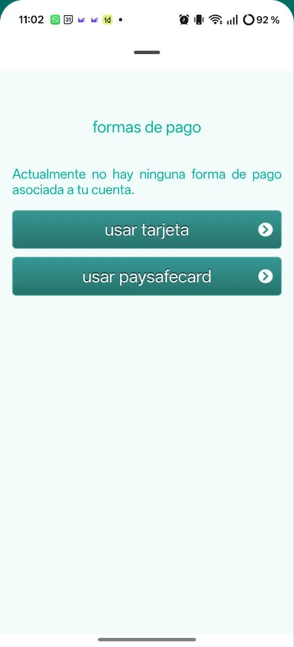 Los métodos de pago están limitados a tarjetas físicas y billetera electrónica.