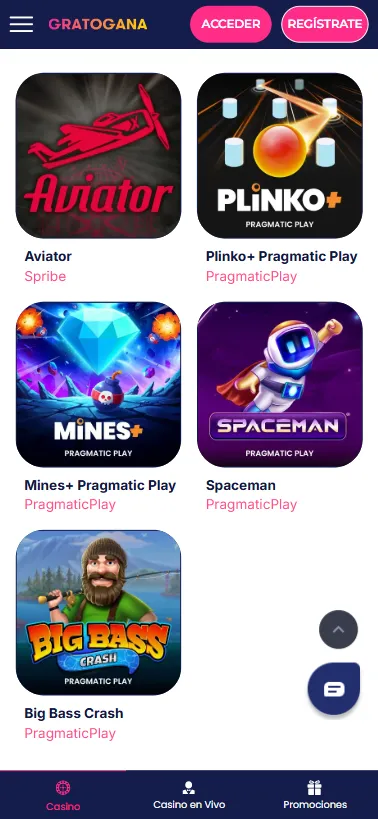 Tenemos varios crash games para disfrutar además de ruletas, y casino en vivo.