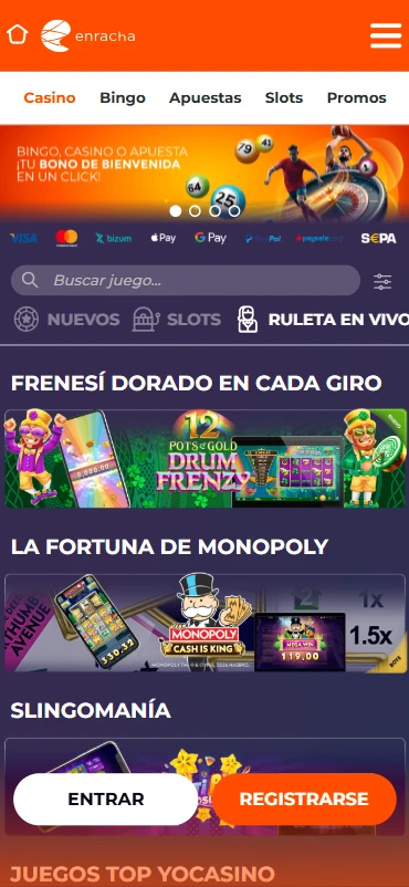 enracha.es casa de apuestas, casino + bingo online en España