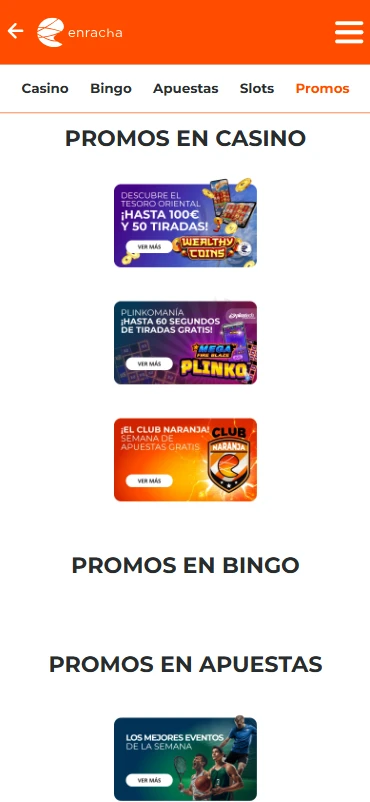 bonos y promociones enracha casino, apuestas y bingo