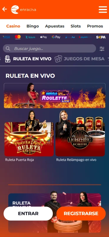 ruleta en vivo enracha casino