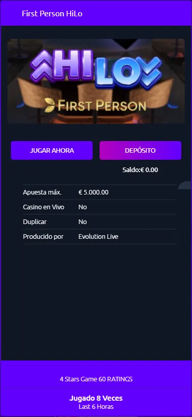 Los valores de cada juego dependertán de su categoría, diferenciando entre slots, ruletas, cartas, juegos de mesa, etc.