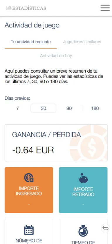 El guardaespaldas de SkrillOnNet nos resume nuestra actividad en el casino.