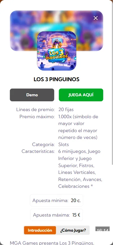 Cada juego viene con una ficha técnica junto con instrucciones de cómo jugar.