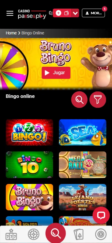 En Pause y Play casino existen más de 70 video bingos.