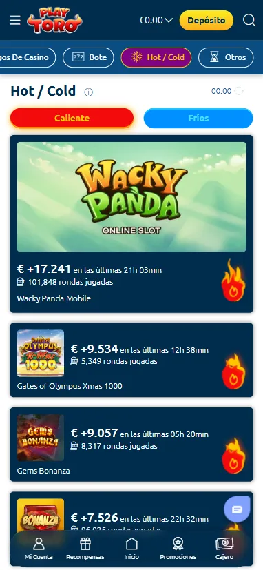 Hot&Cold indica cuáles son los productos más jugados en las últimas horas.