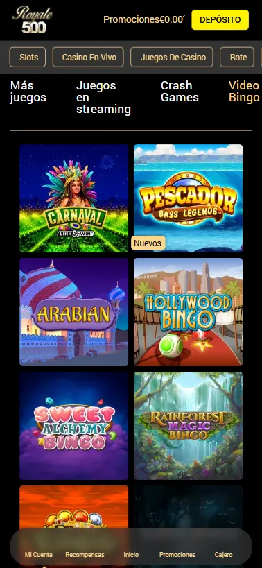 El casino Royale500 de SkillOnNet tiene un amplio catálogo de vieo bingo.