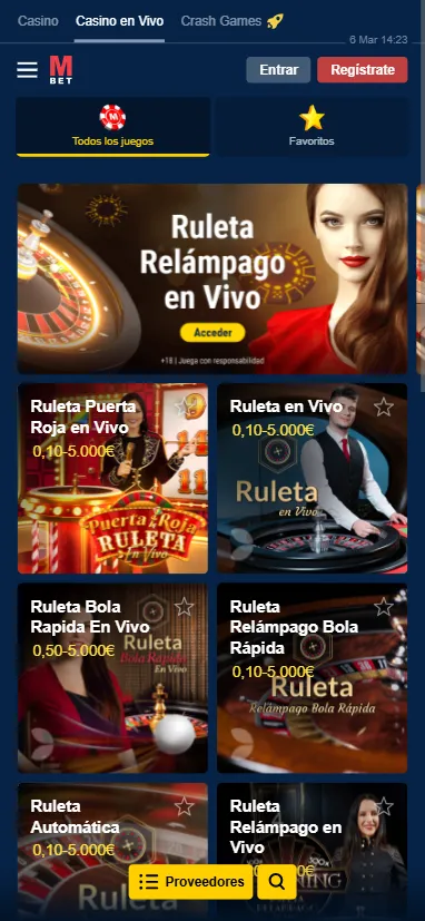 La ruleta en vivo de Marathonbet se centra en productos Evolution.