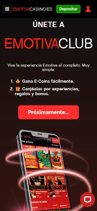 El Club BIP de Emotiva casino está en proceso a fecha de marzo de 2026.