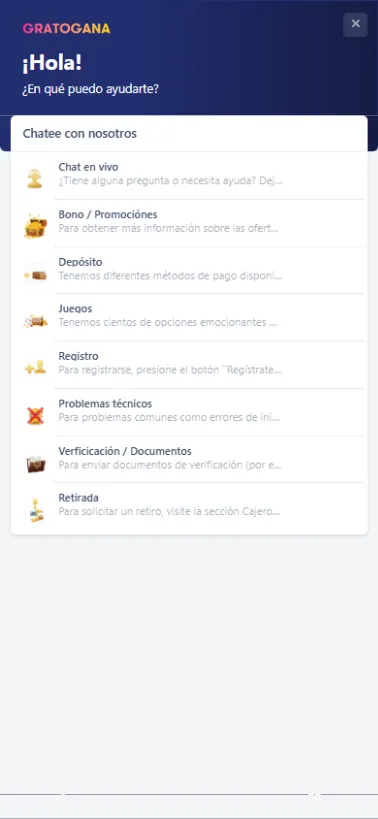 Podemos contactar con el casino online a través de su chat en vivo o utilizando el correo de support (ayuda).