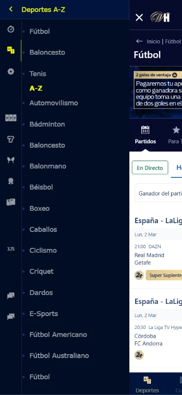 Deportes apuestas William Hill