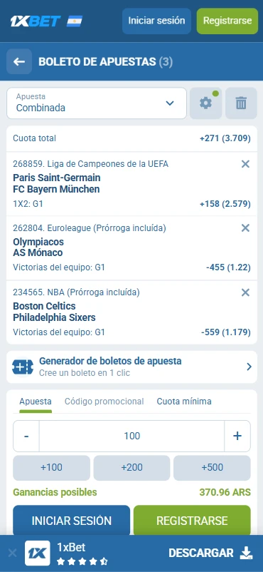 cupón de apuestas 1xBet
