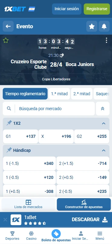 constructor apuestas fútbol 1xbet argentina
