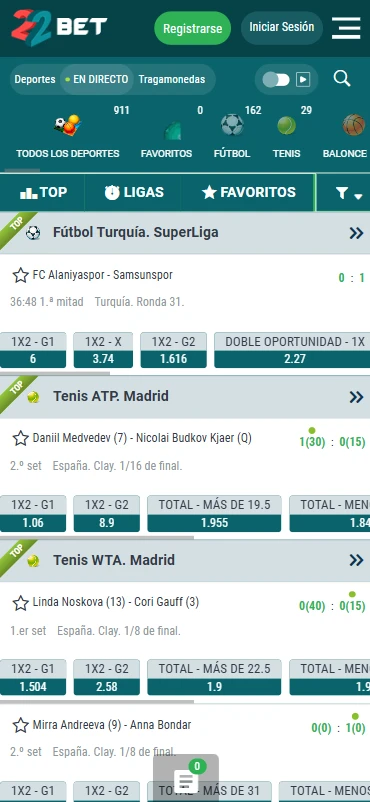 apuestas en directo 22bet.com