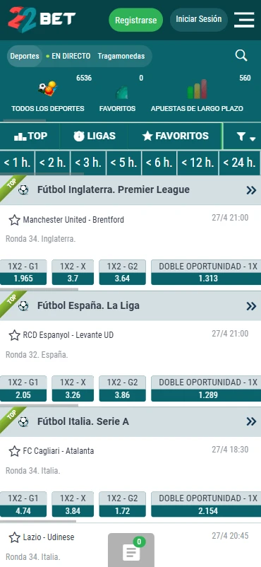 apuestas fútbol 22bet.com