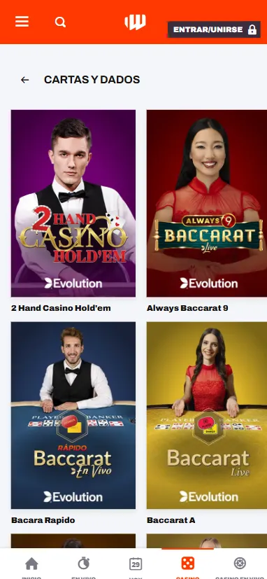 El casino en vivo de BetWarrior ofrece más de 25 juegos en vivo.
