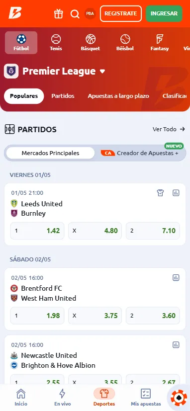 Cada partido o evento es fácil de localizar con cuotas en muchos casos muy rentables.