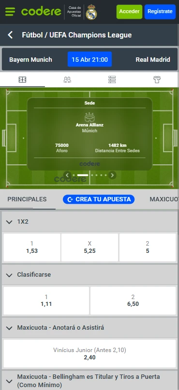 apuestas fútbol codere colombia