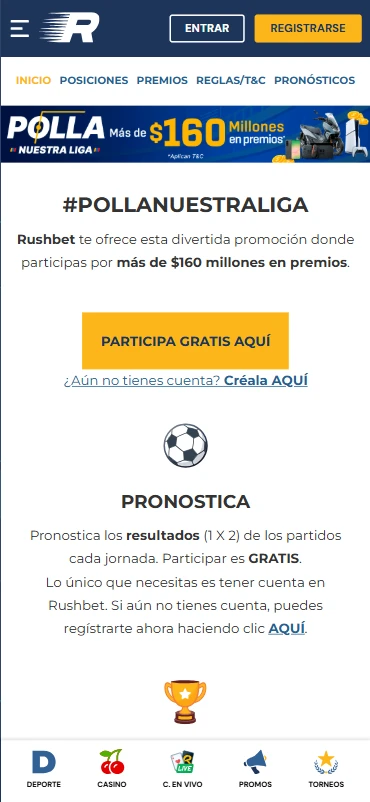 rushbet colombia polla nuestra liga