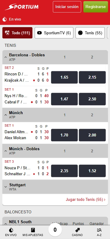 apuestas en vivo sportium tenis