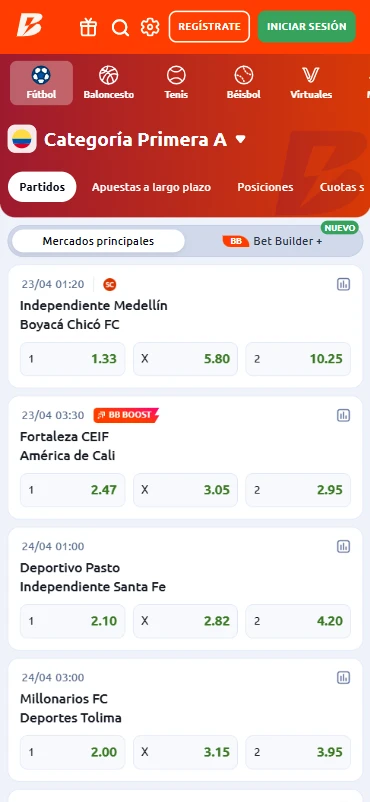 primera a colombia betano apuestas en línea