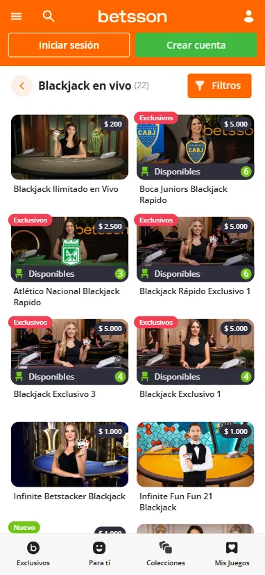 El casino Betsson online oferta una amplia selección de juegos en vivo.