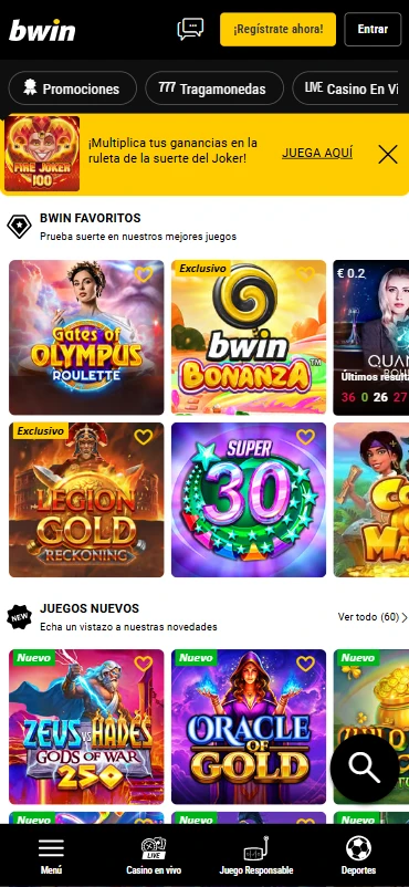 online casino bwin colombia pagamonedas slots ruleta blackjack show games