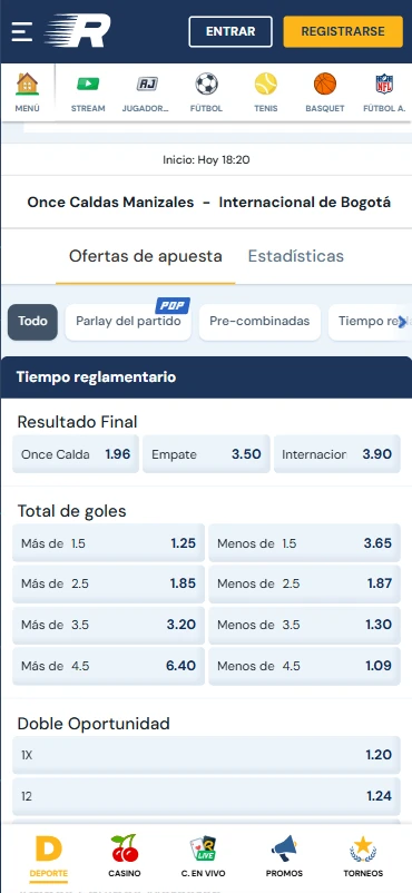 apuestas fútbol rushbet.co liga colombiana