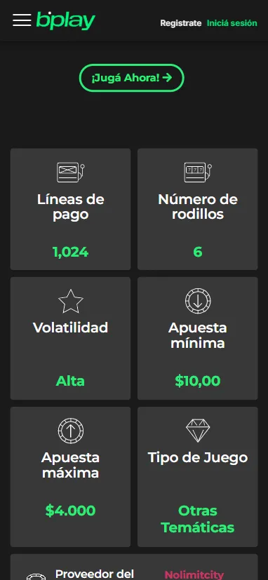 Cada juego ofrece una breve ficha técnica antes de jugar.