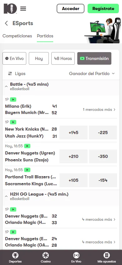Streaming en vivo de eSports en 10bet México.
