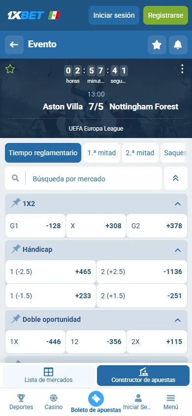 Apuestas en la UEFA Europa League en 1xBet México.