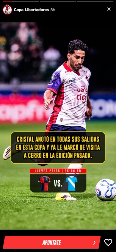Stories de Apuesta Total Perú con análisis previo Copa Libertadores.