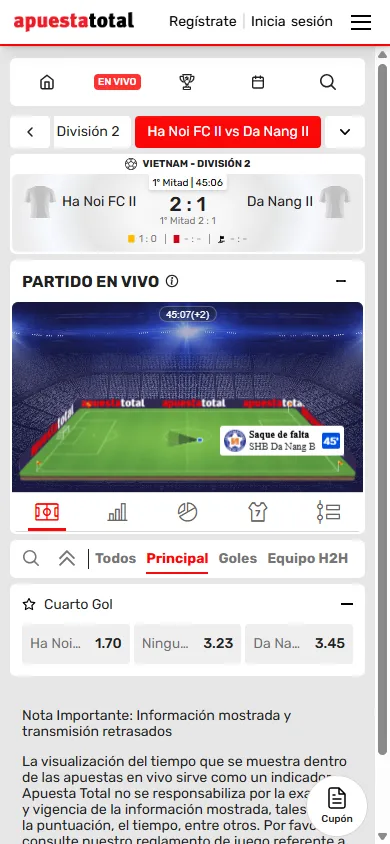 Apuesta en vivo en Apuesta Total Perú con streaming de fútbol integrado.