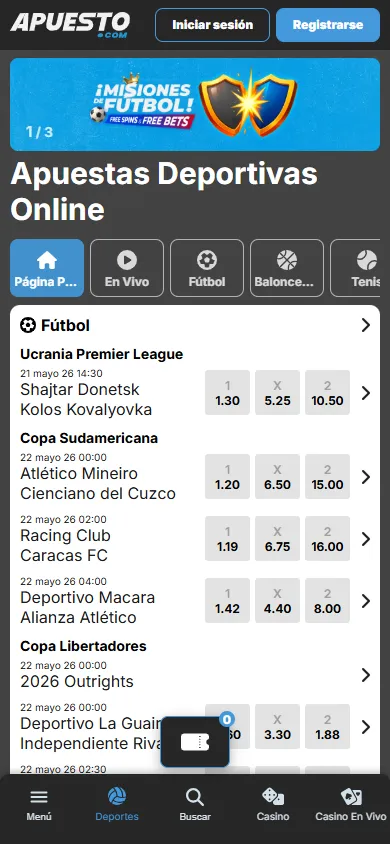 Apuestas deportivas en Apuesto.com Perú