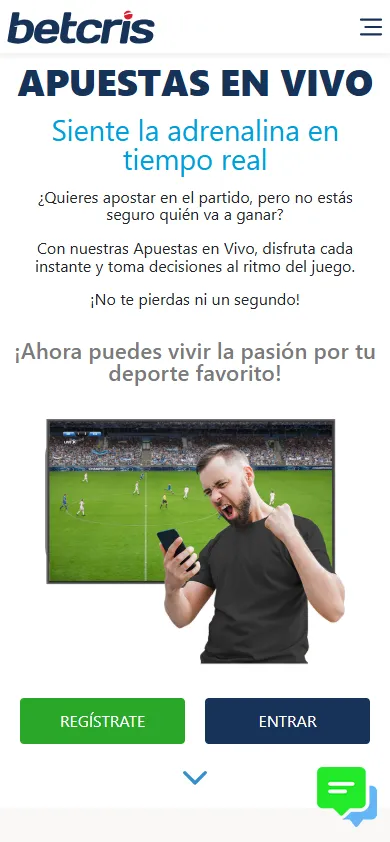 Sección de apuestas en vivo de Betcris.mx con mercados en tiempo real.