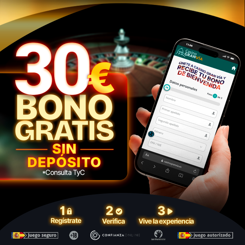 Casino Gran Vía: 30€ gratis sin depósito en ruletas