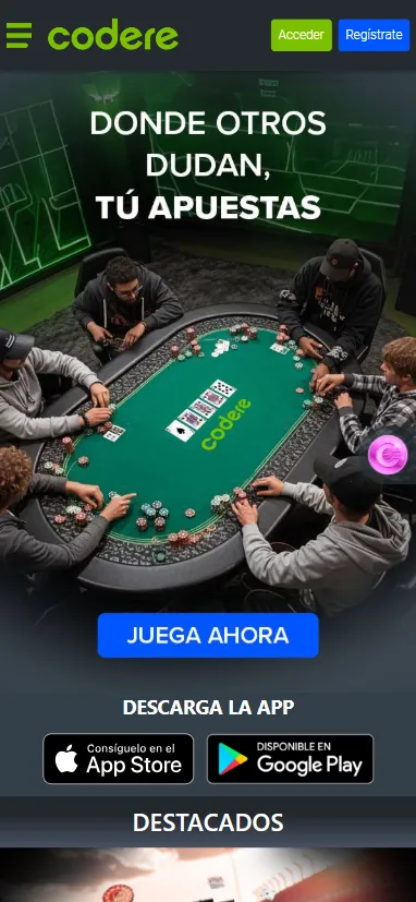 Disfruta de partidas de póker en Codere México desde su app móvil.