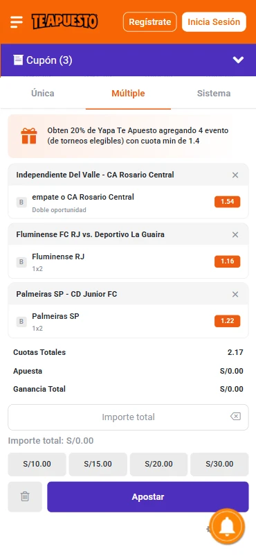 Yapa Te Apuesto talón de apuestas