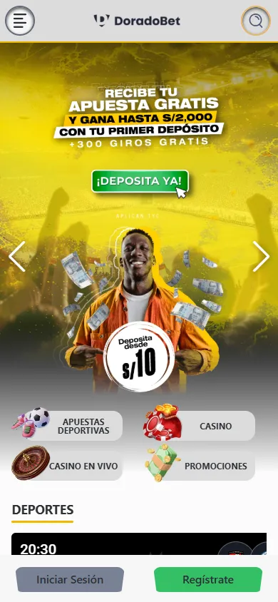 Bono bienvenida DoradoBet: hasta S/2,000 apuesta gratis y 300 giros desde S/10.